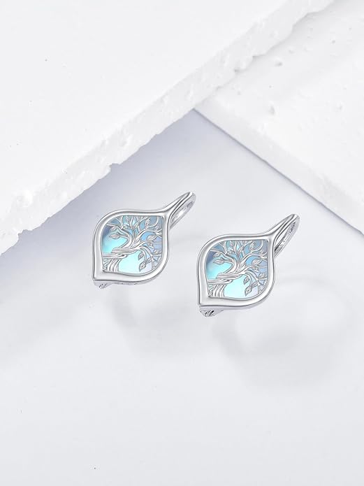 WINNICACA Leverback Earrings for Women 925 Sterling Silver Tree of Life Earrings Dangle Drop Turquoise Moonstone Moss Agate Heart Jewelry Gifts for Women Her Wife Anniversary Birthday Gifts