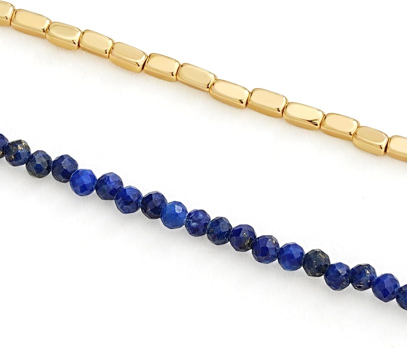 DREMMY STUDIOS Gold Anklet Bracelets for Women 14K Gold Plated Stone Handmade Beaded Link Chain Anklets Jewelry Gift