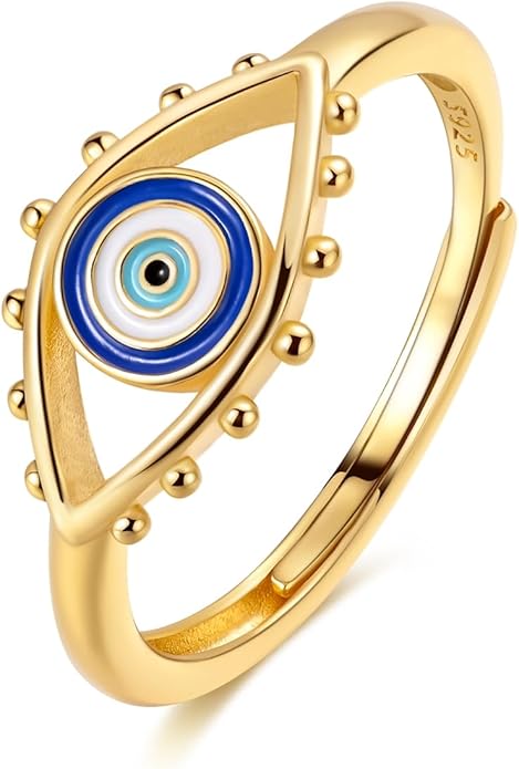 925 Sterling Silver Adjustable Open Rings for Women with Snake, Evil Eye or Bee Designs, Dainty Stackable Thumb Finger Rings, Gold Silver Ring Jewelry Gift for Mujer, Size 6-9