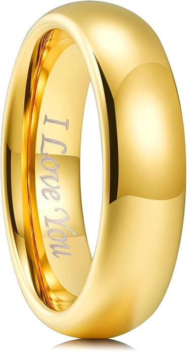 King Will Men's Women's Tungsten Carbide Ring 24k Gold Plated Rose Gold Plated Domed Polished Finish Wedding Band