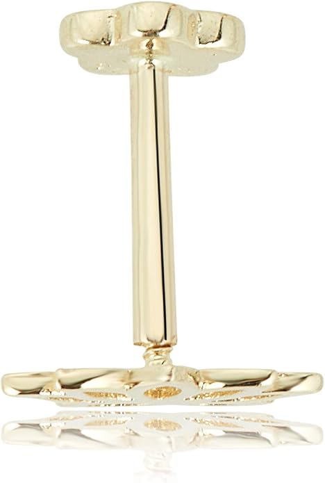 AVORA 14K Gold Lotus Flower Cartilage Piercing Flat Back Earring Body Jewelry (18 Gauge)