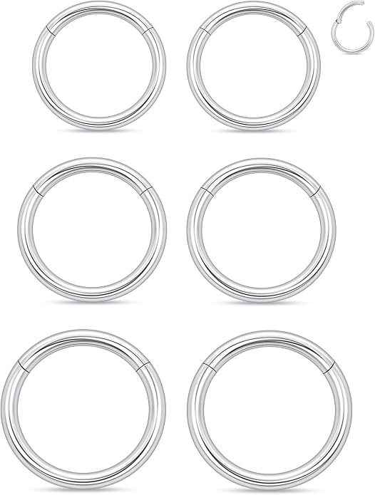 20G 18G 16G 14G 12G 10G 8G 6G 4G 2G Nose Rings Hoops 316l Surgical Steel Clicker Septum Lip Ring Tragus Helix Daith Rook Conch Snug Cartilage Lobe Earrings Hoop Piercing Jewelry For Women Men
