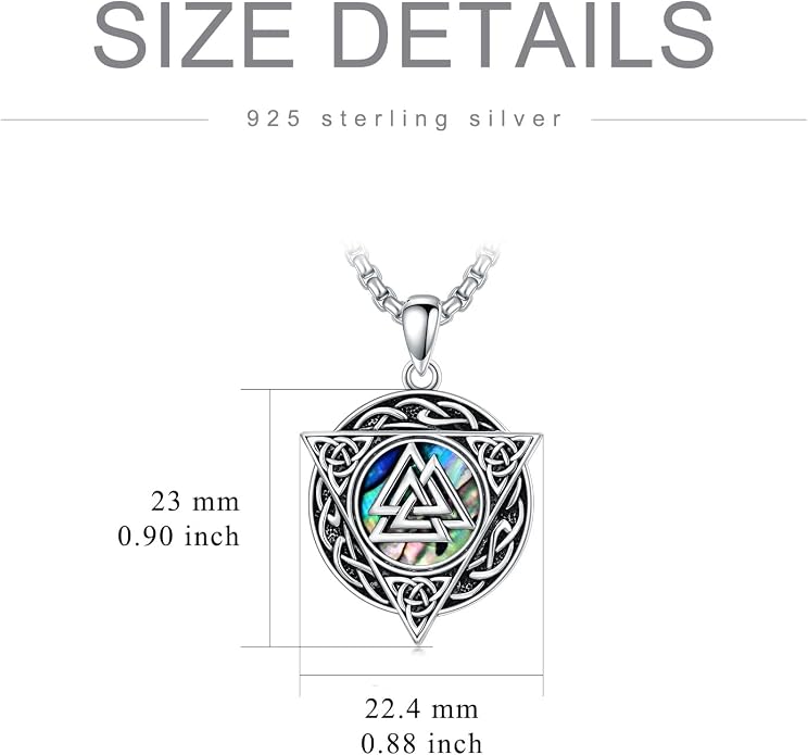 Viking Necklace for Men S925 Sterling Silver Odin/Troll Cross/Compass/Raven/Valknut/Axe Rune Amulet Necklace Norse Jewelry for Christmas Birthday