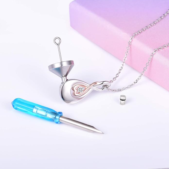 Cremation Jewelry 925 Sterling Silver Teardrop Urn Necklace for Ashes Heart Shape Memorial Keepsake Pendant for Human Ashes for Women Gift