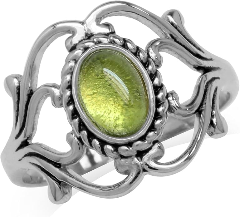 Silvershake Bezel Set Cabochon Gemstone Surrounded by Twisted Rope White Gold Plated 925 Sterling Silver Victorian Style Ring