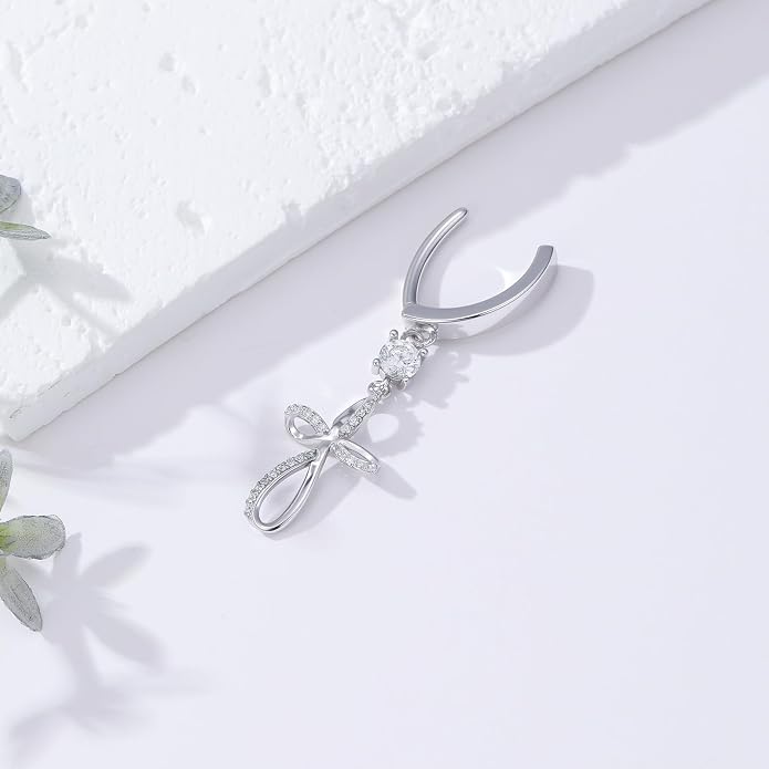 Butterfly Cross Shark Belly Button Ring 925 Sterling Silver Clicker Belly Rings Dangle Navel Ring Hypoallergenic Navel Piercing Belly Piercing Jewelry Gifts for Women