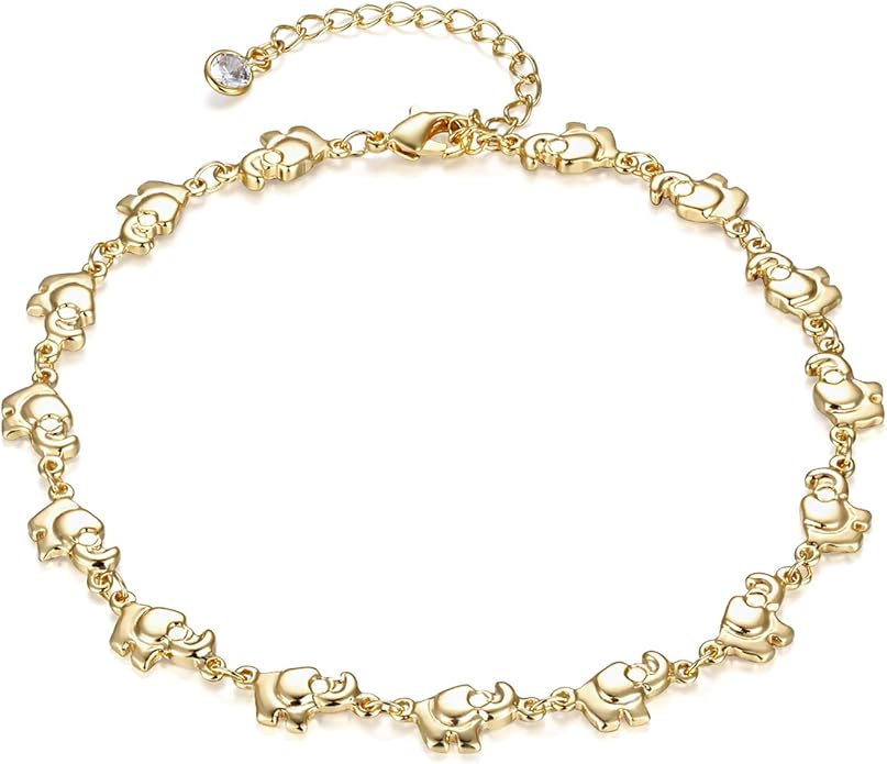 LOYATA Dainty Ankle Bracelet,14K Gold Plated Tiny Bead Anklet Dainty White Cubic Zirconia Cross Tassel Foot Chain Cute Lucky Moon Evil Eye Foot Jewelry Boho Anklets for Women
