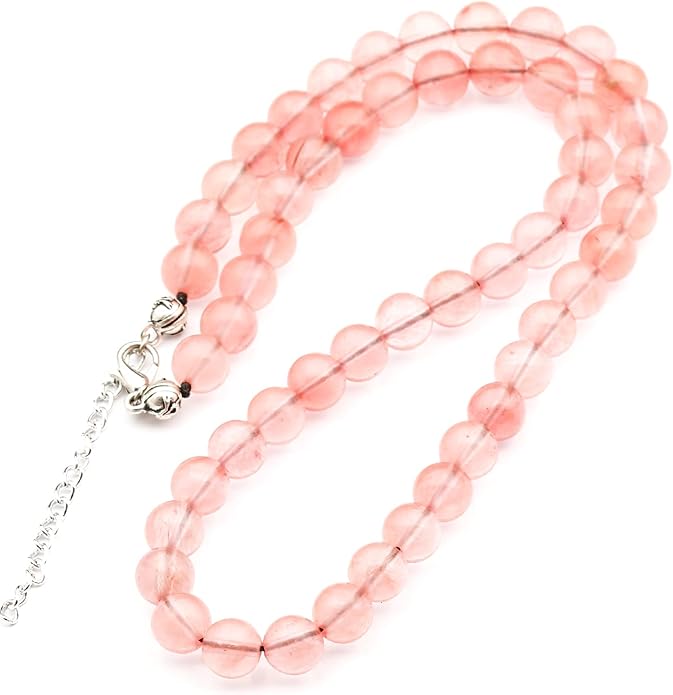 Natural Gemstone Beaded Choker Necklace | 8mm Handmade Adjustable Jewelry for Men & Women | Chakra Balancing Crystal Necklace | Spiritual Gift | Macrame Cord with Extender