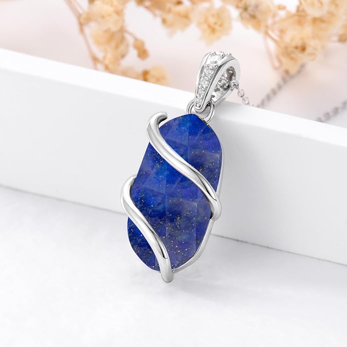 HPQQ Necklace for Women 925 Sterling Silver Dainty Gemstone Pendant Fine Jewelry Birthday Mothers Day Gifts for Mom Wife Her