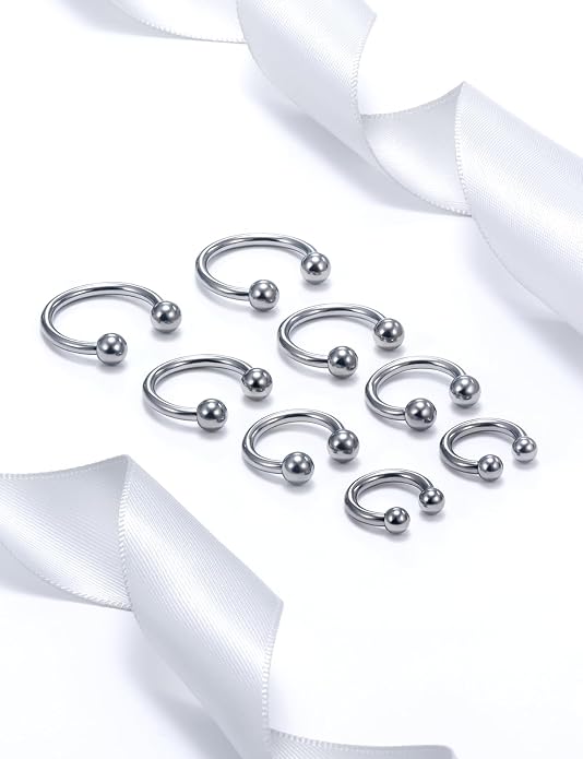 20G 18G 16G 14G 12G 8G 6G 4G 2G ASTM F136 Titanium Internal Thread Horseshoe Septum Ring Jewelry Circular Barbell Helix Snug Tragus Rook Daith Cartilage Earring Lip Ring Piercing Jewelry