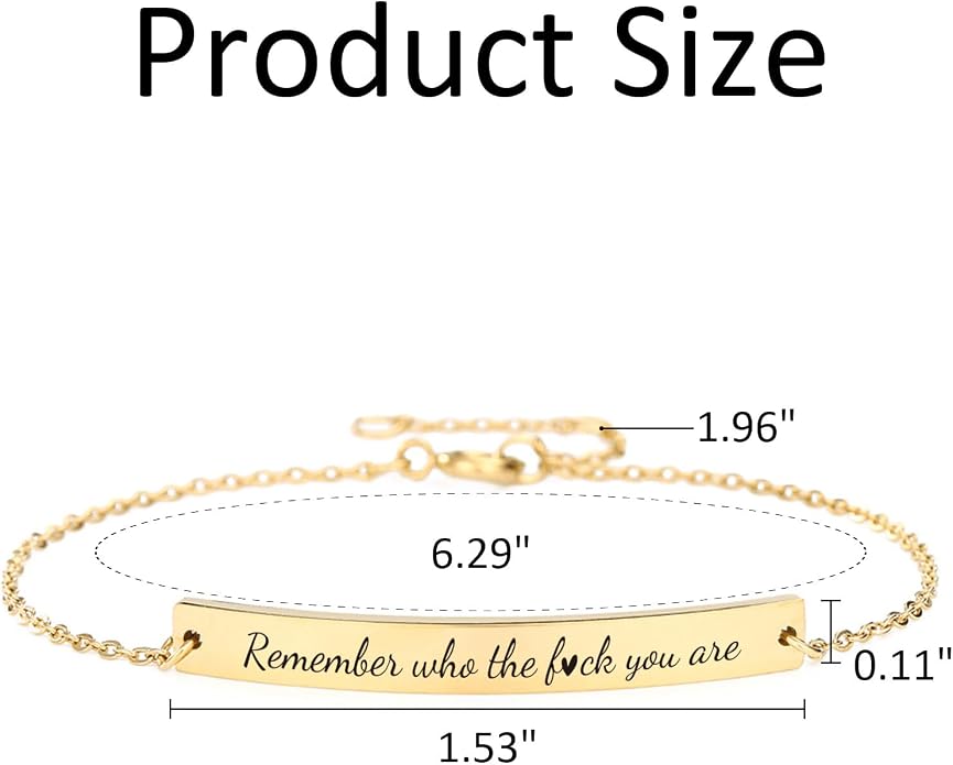 Dont Let The Hard Days Win Bracelet - Gold Hard Day Motivational Bangle Stainless Steel Engraved Words, Inspirational Chain Jewelry Gifts for Women Friend