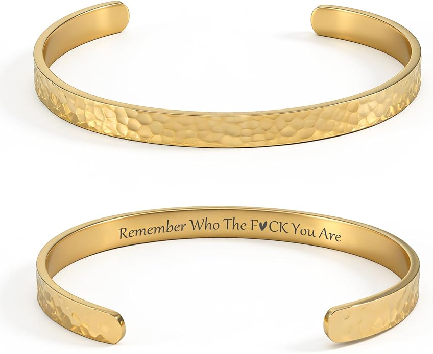 Inspirational Bible Verse Cuff Bracelet for Women, 18K Gold Plated Hammered Bangle, Christian Faith Jewelry Gift, Adjustable Non Tarnish