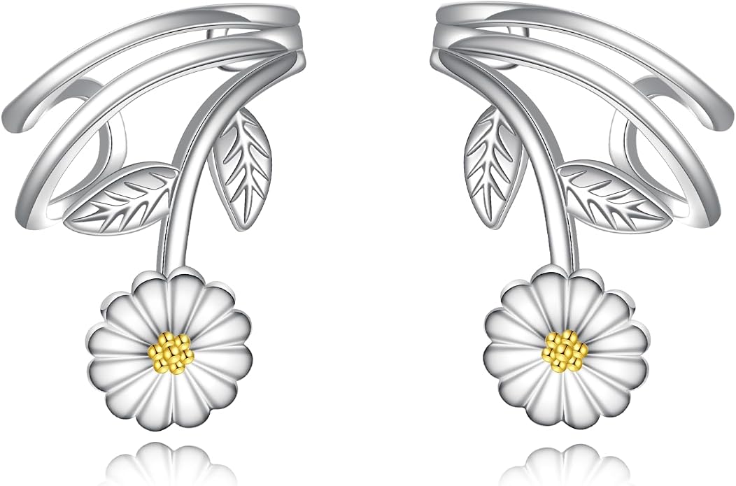 POPLYKE 925 Sterling Silver Ear Cuff Earrings for Women Climber Earrings No Piercing Jewelry Gift for Women