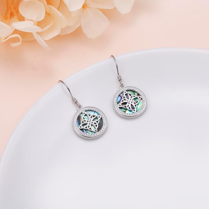 Abalone Shell Earrings for Women 925 Sterling Silver Witches Knot/Compass Lighthouse Jewelry Dangle Drop Earrings Jewelry Gifts for Women Men