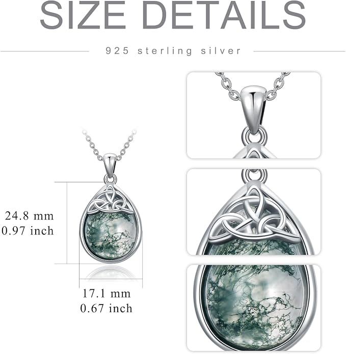 PELOVNY Celtic Knot Necklaces for Women 925 Sterling Silver Gemstone/Birthstone Teardrop Infinity Necklace Irish Celtic Pendant Jewelry Gifts for Mom Daughter Wife