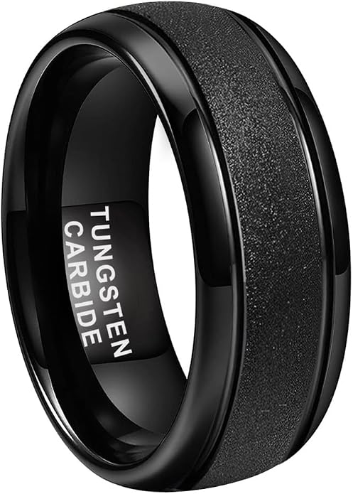 TUTISS 6mm 8mm Black/Gold/Rose Gold/White Tungsten Rings for Men Women Fashion Engagement Wedding Bands Sandblasted Finish I Love You Engraved Comfort Fit