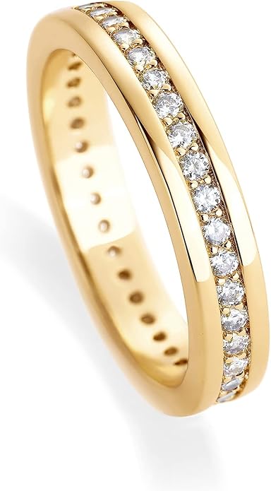 PAVOI 18K Gold Plated Stacking Tiny Cubic Zirconia Band | Eternity Rings for Women | Thumb Ring