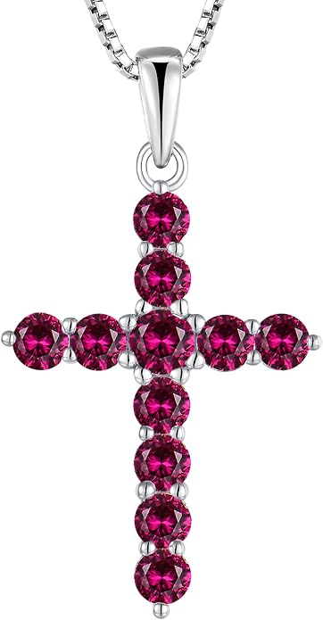 STARCHENIE Cross Necklace Sterling Silver Crucifix Pendant Gemstones Jewelry for Women