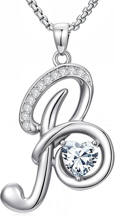 Birthday Gifts for Women Alphabet A to Z Initial Birthstone Pendant Necklaces for Women - 18k White Gold Plated Personalized Name Jewelry Anniversary Graduation Gifts for Wife Her Daughter Girlfriend(with Gift Box)