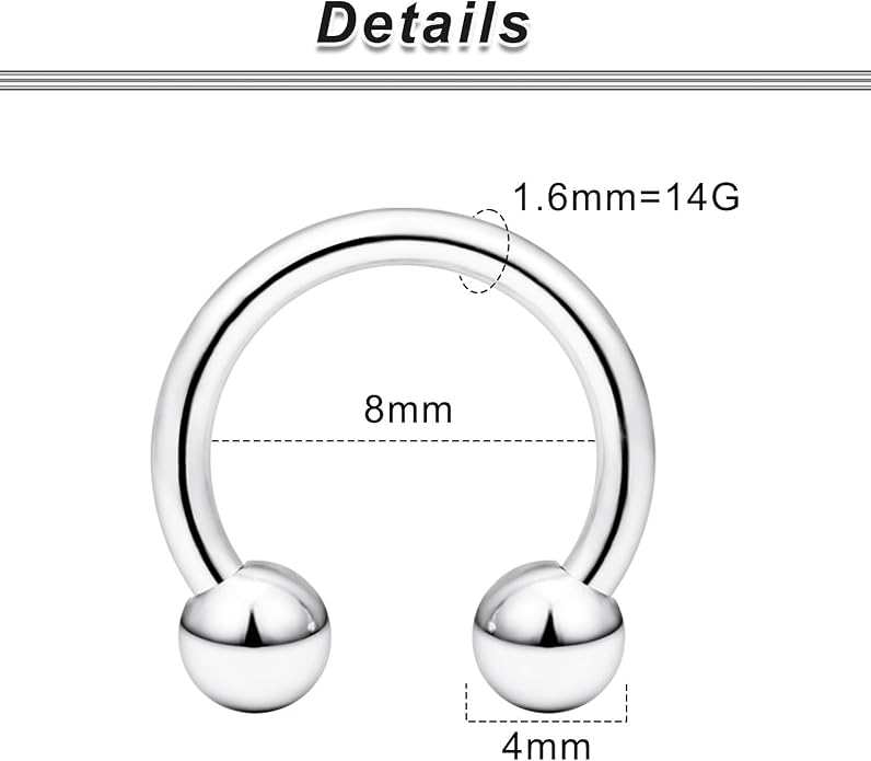 00G 0G 2G 4G 6G 8G 10G 12G 14G 16G Septum Rings Silver Black Surgical Steel Heavy Gauges Earrings Stretching kit Eyebrow Lip Septm Nose Rings Helix Tragus Daith Rook Earrings Hoops 10mm-19mm