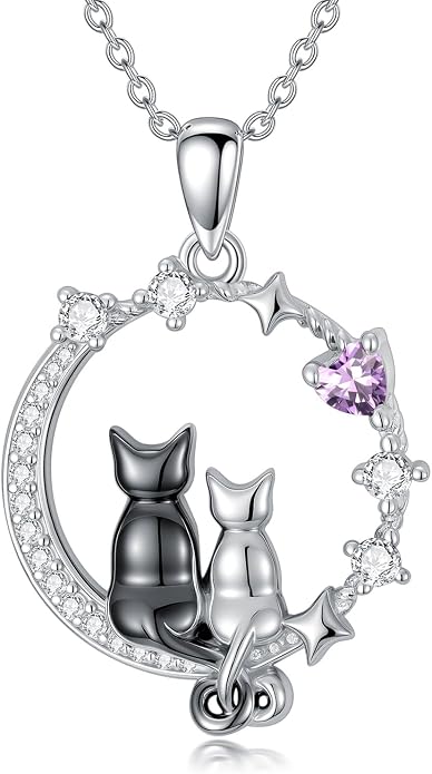 PELOVNY Teddy Bear Necklace for Women 925 Sterling Silver Bear/Highland Cow/Fox/Cat/Axolotl Birthstone Necklace Christmas Birthday Jewelry Gifts for Mom Daughter Wife Sister
