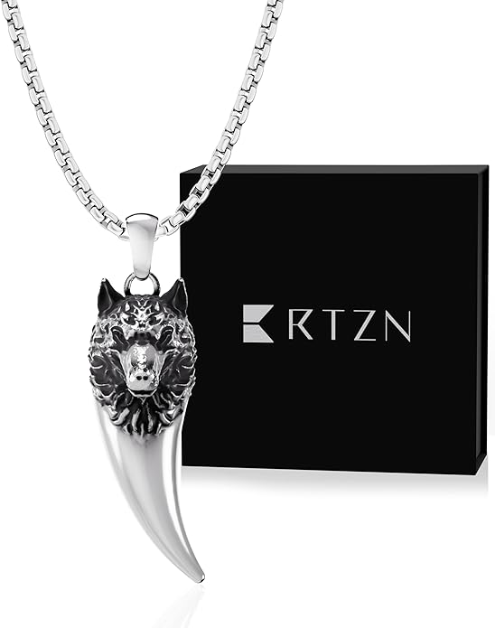 RTZN® Pendant Necklace for Men – Premium Stainless Steel Silver Pendant Necklace with 22" Chain – Waterproof & Non-Tarnish Small Pendants for Men – Bold Symbols of Strength & Legacy