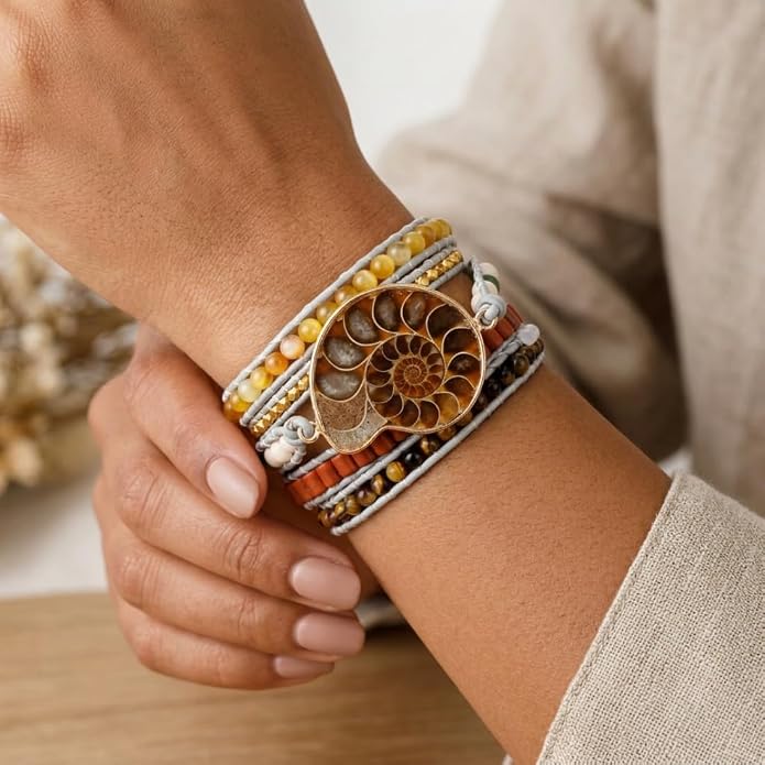 YGLINE Boho Handmade Wrap Leather Tube Crystal Stone Bracelet for Women