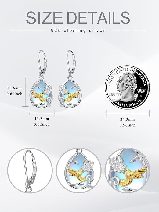 Dorunmo Moonstone Dangle Drop Earrings s925 Sterling Silver Leverback Earrings Filigree Moonstone Jewelry Birthday Gifts for Women
