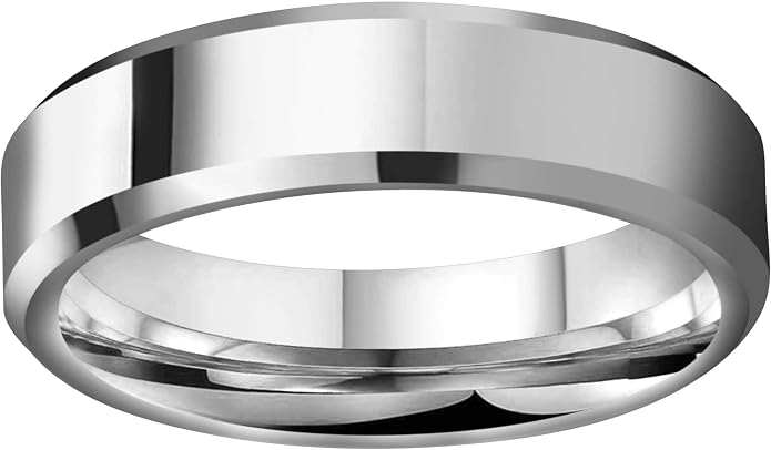CROWNAL 6mm 8mm 10mm Silver/Gold Tungsten Carbide Wedding Band Ring Engraved I Love You Men Women Brushed Strip Beveled Edge Size 4 To 17