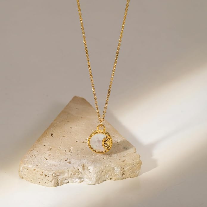 Unisex Celestial Gold Pendant Necklaces, Sun/Moon/Star/Angle Celestial Elements Unisex Choker Gold Lover Chains for Men and Women Jewelry