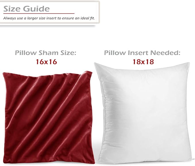 Nestl Throw Pillow Covers, Cozy Velvet Decorative Outdoor Pillow Covers 16 x 16 Inches, Soft Solid Cushion Covers for Sofa, Bed and Car, Set of 4 - Cherry Red