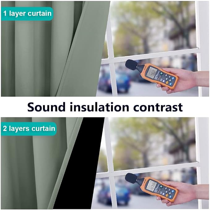 NICETOWN Full Shading Curtains for Windows, Super Heavy-Duty Black Lined Blackout Curtains for Bedroom, Privacy Assured Window Treatment (Greyish Green, Pack of 2, 52 inches W x 95 inches L)