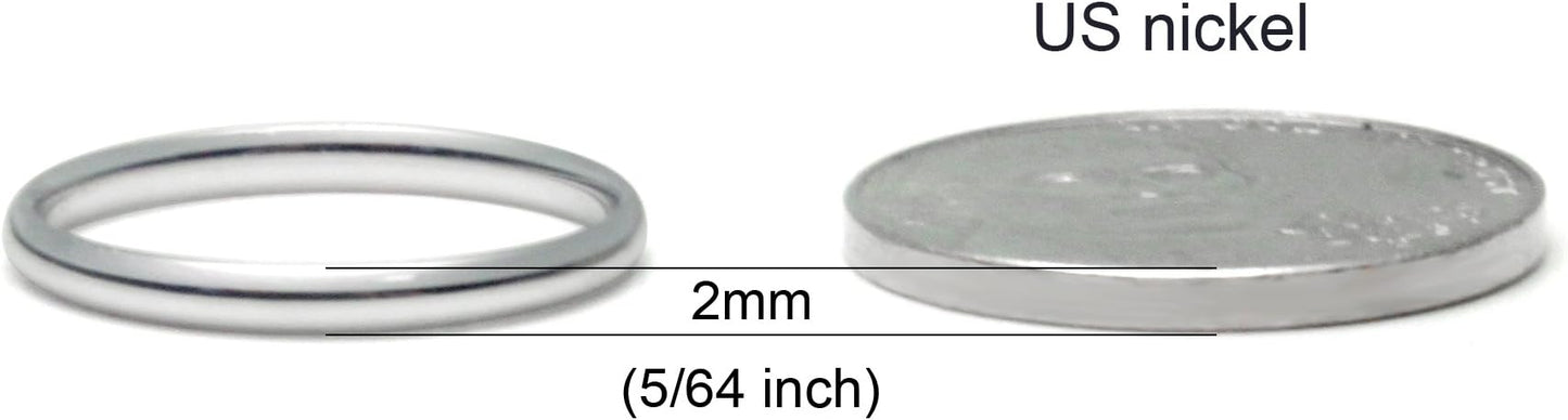 10K White/Yellow/Rose Gold 2MM Round Dome Wedding Band Ring