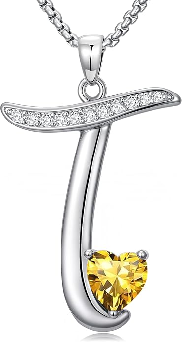 Birthday Gifts for Women Alphabet A to Z Initial Birthstone Pendant Necklaces for Women - 18k White Gold Plated Personalized Name Jewelry Anniversary Graduation Gifts for Wife Her Daughter Girlfriend(with Gift Box)
