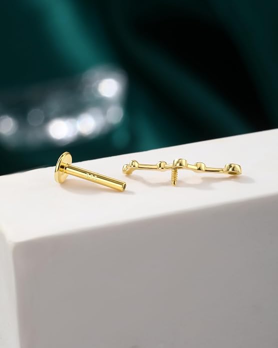 COCHARM 925 Sterling Silver Cartilage Helix Earring Stud 16g 6mm 8mm Flat Back Helix Piercing Jewelry Constellation Cartilage Jewelry for Women Man