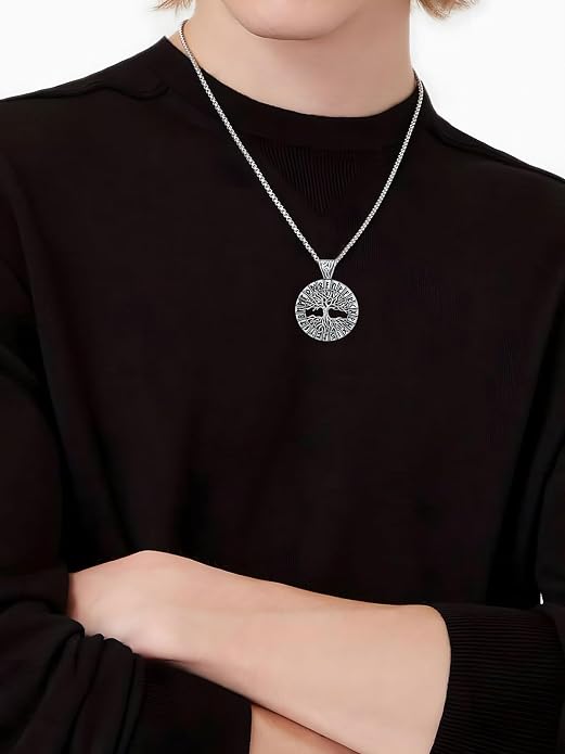 Viking Necklace for Men Women 925 Sterling Silver Norse Jewelry Fathers Mothers Day Anniversary Birthday Gifts for Mom Dad Husband Brother (with Gift Box)