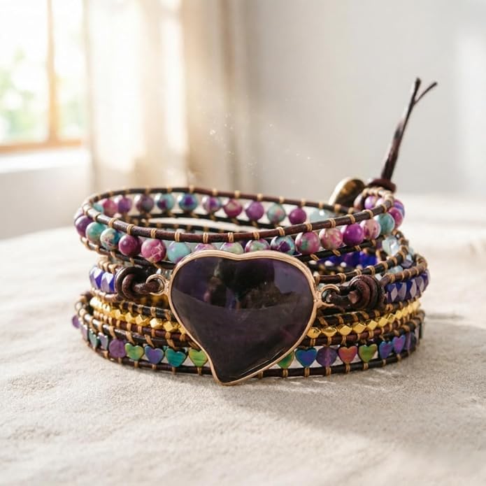 YGLINE Natural Stone Bracelet 3 Wraps Bracelet Handmade Boho Bracelet for Women Bracelet