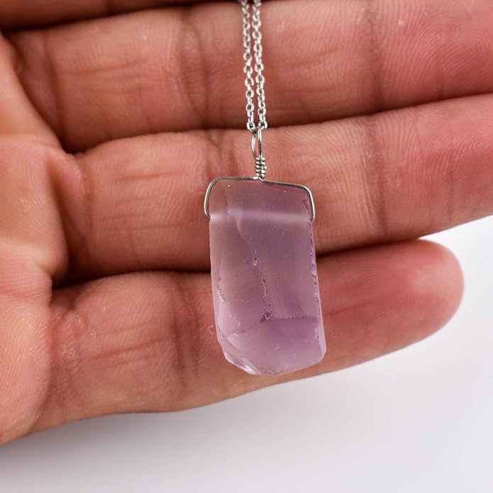 Natural Gemstone Pendant Necklace for Women Handmade Birthstone Healing Crystal Jewelry Chain 20" Stone Birthday Christmas Wedding Gifts for Her