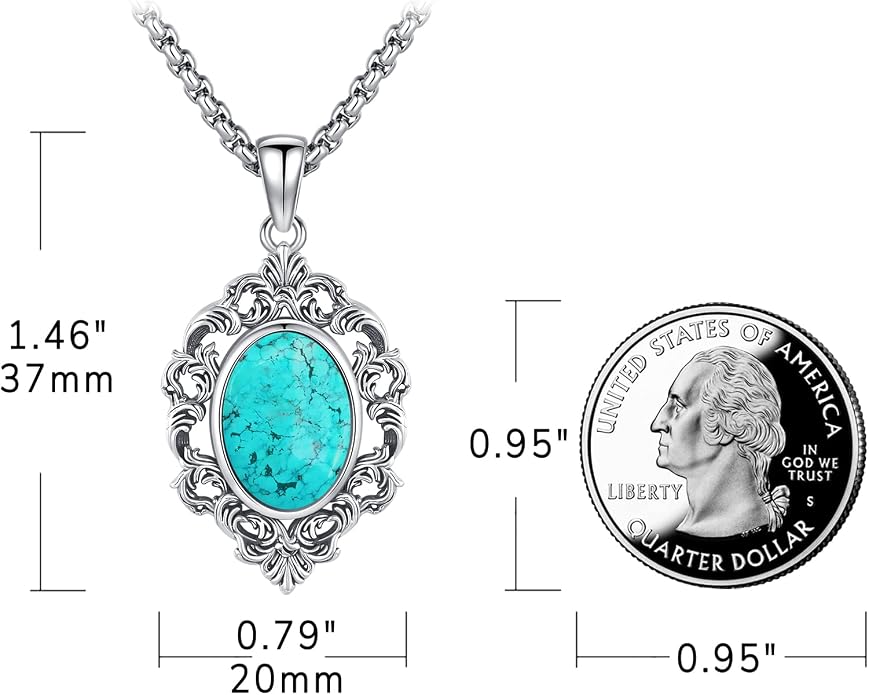 Turquoise Jewelry for Women Men 925 Sterling Silver Pendant Urn Necklaces for Ashes Picture Locket Necklace Thor Hammer Yggdrasil Virgen De Guadalupe St Michael Christopher Judas Witches Knot Necklace