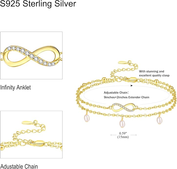 Palpitate Anchor/Infinity/Mermaid Anklets Nautical Ankle Bracelet 925 Sterling Silver Elegance Anklets Jewelry Christmas Gifts for Women