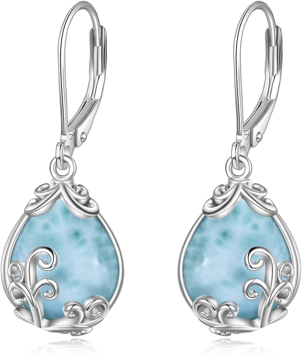 POPLYKE Celtic Filigree Teardrop Drop Dangle Earrings Sterling Silver Leverback Earrings Jewelry for Women