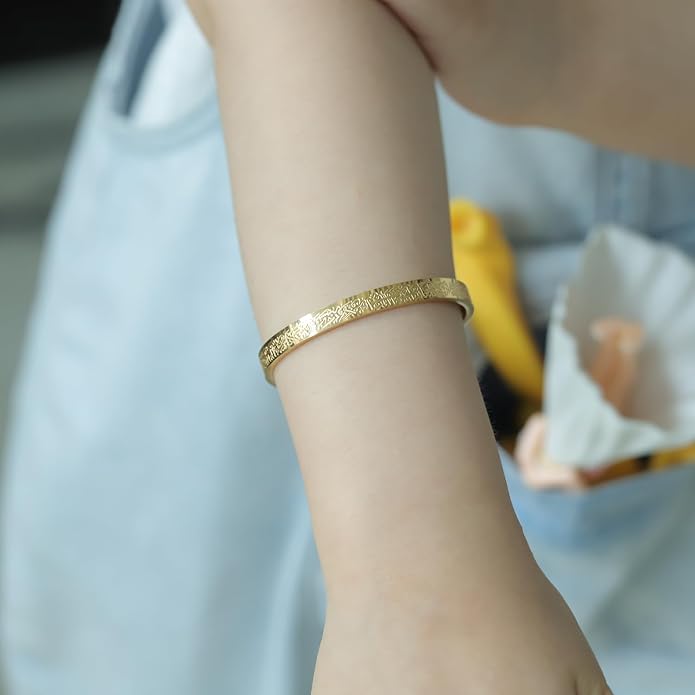 Qitian Islamic Jewelry Gifts for Women Allah Gold Bangles Bracelets Ayatul Kursi Arabic Cuff Bracelet for Women Men Islam Eid Ramadan New Year Gifts