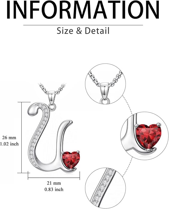 Birthday Gifts for Women Alphabet A to Z Initial Birthstone Pendant Necklaces for Women - 18k White Gold Plated Personalized Name Jewelry Anniversary Graduation Gifts for Wife Her Daughter Girlfriend(with Gift Box)