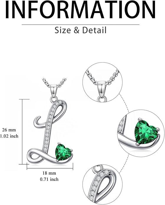 Birthday Gifts for Women Alphabet A to Z Initial Birthstone Pendant Necklaces for Women - 18k White Gold Plated Personalized Name Jewelry Anniversary Graduation Gifts for Wife Her Daughter Girlfriend(with Gift Box)