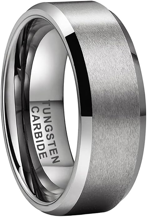 TUTISS 6mm 8mm Tungsten Rings for Men Women Fashion Engagement Wedding Bands Matte Finish Beveled Edges Comfort Fit