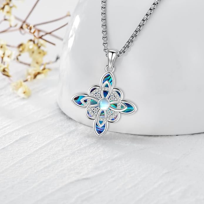 Pentagram Necklace Sterling Silver Triple Moon Goddess/Celtic Knot Witches Knot/Ankh/Sun and Moon/Hecate/Lilith/Santa Muerte/Tetragrammaton Pendant Necklace Pagan Wiccan Magic Egyptian Amulet Jewelry for Women Men