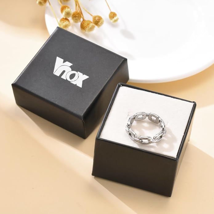 VNOX 18K Gold Plated/Silver Stainless Steel Cuff Link Ring for Women