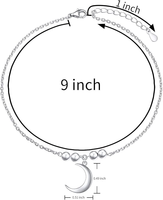 FLYOW S925 Sterling Silver Anklet for Women Summer Boho Beach Charm Adjustable Foot Ankle Bracelet Jewelry Birthday Gift