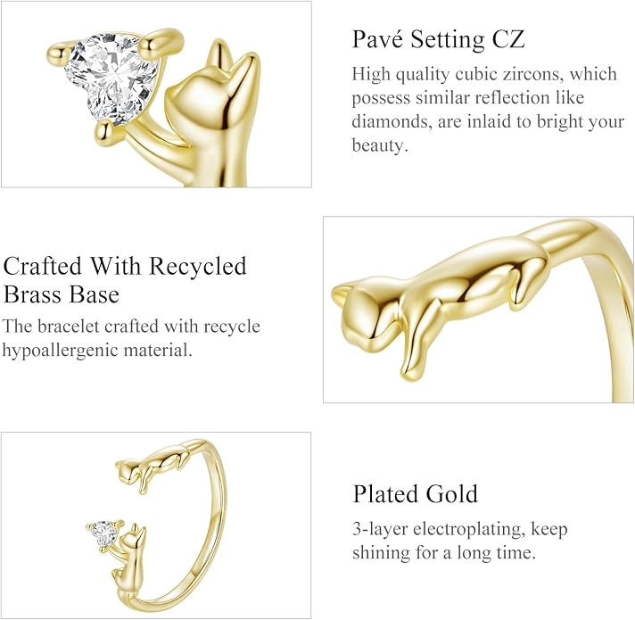 Adjustable Koi Fish Smake Dachshund Kitten Cat Hummingbird leaf Dragon Stackable Rings Lucky Protection Gold Adjustable Animal Themed Fortune Protection Ring Good Luck Statement Jewelry Women Grandma Mom Daughter
