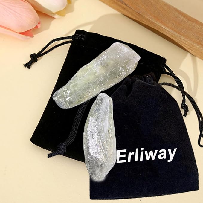 Erliway 0.22 lbs Green Quartz Crystals Bulk, 2.36-3.94" Raw Green Quartz Crystal Wands, Irregular Shape Rough Quartz Crystal Points for Meditation Yoga Reiki Balancing Wire Wrapping